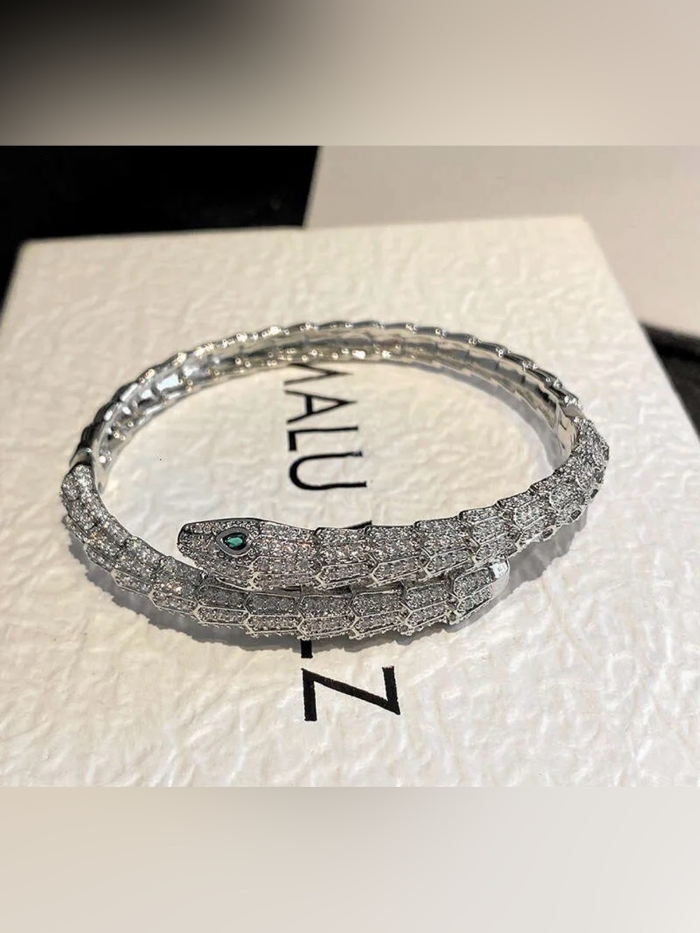 Serpenti Snake Crystal Pavé Bangle Bracelet